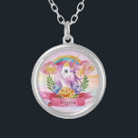 Niedliche Lila Mädchen Unicorn Rainbow Individuell Versilberte Kette<br><div class="desc">Mit einem lila Einhorn mit Krone, Regenbogen, Blume Kranz, der mit Ihrem Prinzessinnennamen personalisiert werden kann. Ideal für ein Geburtstagsgeschenk, Kinderzimmer-Dekor, Kinderspielkunst, Wohngestaltung und andere Anlässe. Einfache Anpassung Ihres Princess-Namens und Schriftartes über den "Personalisierungsknopf". Sie können auch "Design auf ein Produkt übertragen" auf anderen Zazzle-Produkten und das Design an die...</div>