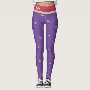 Niedliche Lila Magenta Gold XOXO Typografie Leggings