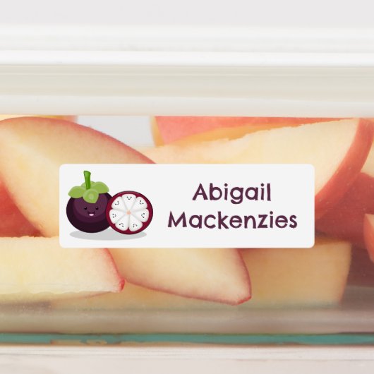 Niedliche lila Mangostane Cartoon personalisiert Etiketten (Befestigt)