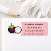 Niedliche lila Mangostanfrucht Cartoon Abbildung (Insitu)