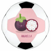 Niedliche lila Mangostanfrucht Cartoon Abbildung Fußball (Vorderseite)