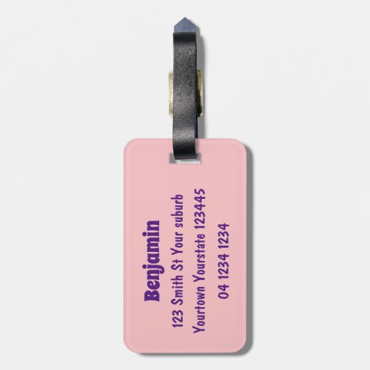 Niedliche lila Mangostanfrucht Cartoon Abbildung Gepäckanhänger (Rückseite vertikal)