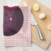 Niedliche lila Mangostanfrucht Cartoon Abbildung Geschirrtuch (Viertel Falte)