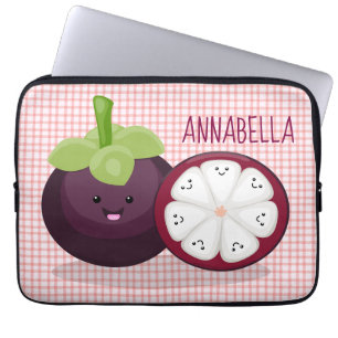Niedliche lila Mangostanfrucht Cartoon Abbildung Laptopschutzhülle