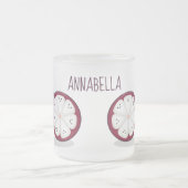 Niedliche lila Mangostanfrucht Cartoon Abbildung Mattglastasse (Mittel)