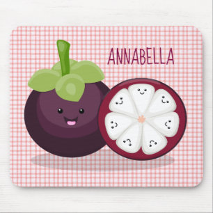 Niedliche lila Mangostanfrucht Cartoon Abbildung Mousepad