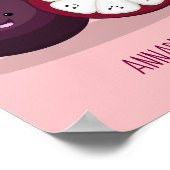 Niedliche lila Mangostanfrucht Cartoon Abbildung Poster (Ecke)