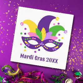Niedliche Lila Mardi Gras Mask Serviette