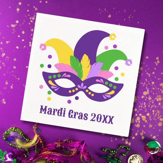 Niedliche Lila Mardi Gras Mask Serviette