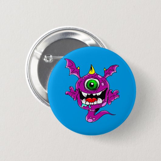Niedliche Lila Menschen essen Monster Button (Vorne & Hinten)