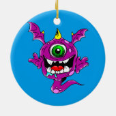 Niedliche Lila Menschen essen Monster Keramikornament (Hinten)