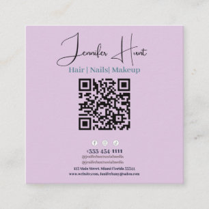 Niedliche Lila Minimalistische QR-Code-Visitenkart Quadratische Visitenkarte