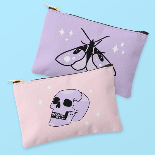 Niedliche Lila Moth Zipper Pouch Zubehörtasche