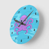 Niedliche Lila Octopus-Wandleuchte Runde Wanduhr (Winkel)