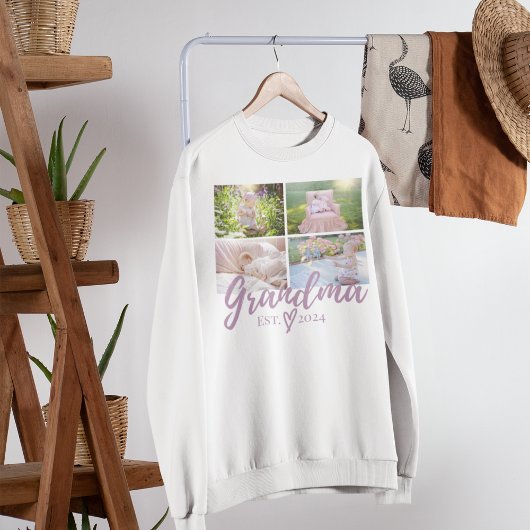 Niedliche Lila Oma-FotoCollage Sweatshirt
