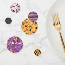 NIEDLICHE LILA ORANGE HALLOWEEN KATZEN PUMPKINS KONFETTI