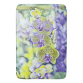 Niedliche lila Orchideen Blume Aquarell Badematte (Vorderseite Vertikal)
