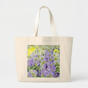 Niedliche lila Orchideen Blume Aquarell Jumbo Stoffbeutel