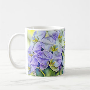 Niedliche lila Orchideen Blume Aquarell Kaffeetasse