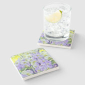 Niedliche lila Orchideen Blume Aquarell Steinuntersetzer (Seitenansicht)