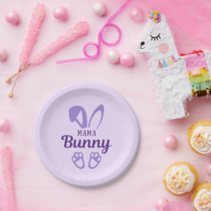Niedliche Lila Ostermama Bunny Rabbit Ohren Mutter Pappteller