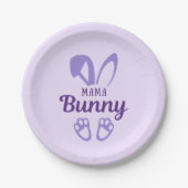 Niedliche Lila Ostermama Bunny Rabbit Ohren Mutter Pappteller (Vorderseite)