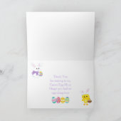 Niedliche Lila Ostersonne und Kick Ostereier Jagd Dankeskarte (Innenseite)