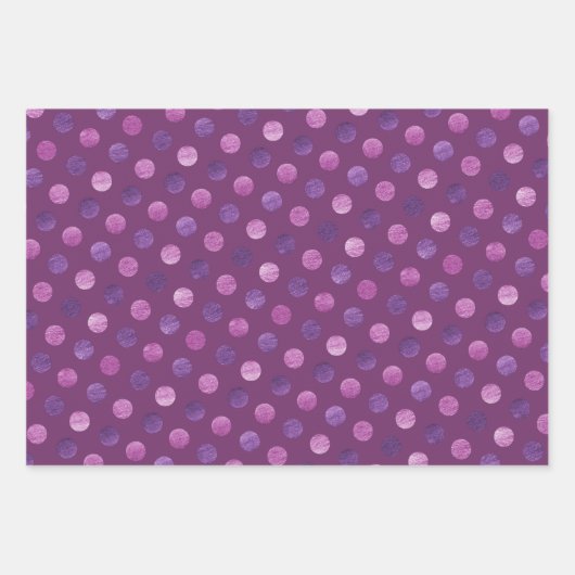 Niedliche Lila Polka Dots Modernes & elegantes Wei Geschenkpapier Set (Vorderseite 3)
