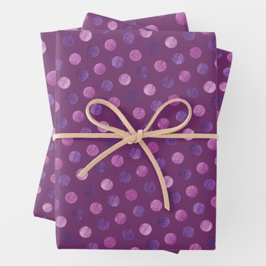 Niedliche Lila Polka Dots Modernes & elegantes Wei Geschenkpapier Set (Beispiel)