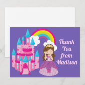 Niedliche Lila Prinzessin Burg Dankeskarte (Vorne/Hinten)