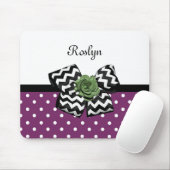 Niedliche lila Punkt-grüne Rosen-Zickzack Bogen Mousepad (Mit Mouse)
