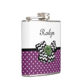 Niedliche Lila Punkte Grüne Rose Zickzack Bow mit Flachmann (Rechts)