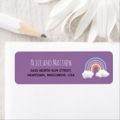 Niedliche Lila Rainbow Baby Dusche Rücksendeadress (Insitu)