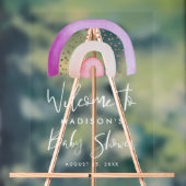 Niedliche Lila Rainbow Baby Dusche Willkommen Acrylschild (Neutral)