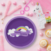 Niedliche Lila Rainbow Birthday Party Girl Pappteller (Party)