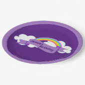 Niedliche Lila Rainbow Birthday Party Girl Pappteller (Schrägansicht)