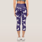 Niedliche Lila Rainbow-Hearts und -Stars einhorn Capri Leggings (Rückseite)