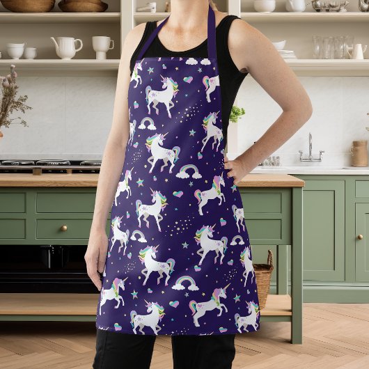 Niedliche Lila Rainbow-Hearts und -Stars einhorn Schürze