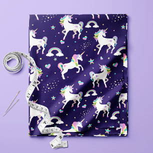 Niedliche Lila Rainbow-Hearts und -Stars einhorn Stoff