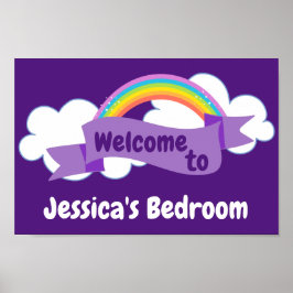 Niedliche Lila RegenbogenGirls Schlafzimmer Begrüß Poster