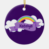Niedliche Lila Regenbogenmonogramm Girl Keramik Ornament (Vorne)