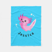 Niedliche Lila rosa Axolotl-Blase mit Namen Fleecedecke (Vorderseite)
