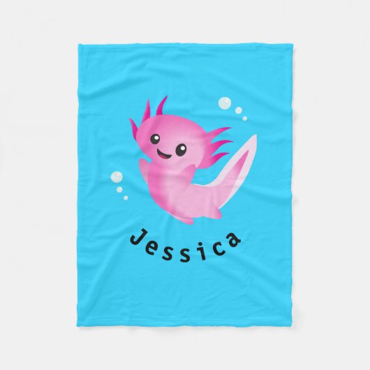Niedliche Lila rosa Axolotl-Blase mit Namen Fleecedecke (Vorderseite)