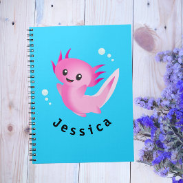 Niedliche Lila rosa Axolotl-Blase mit Namen Notizblock
