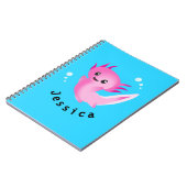 Niedliche Lila rosa Axolotl-Blase mit Namen Notizblock (Linke Seite)