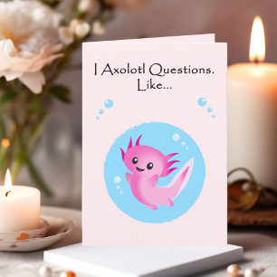 Niedliche Lila rosa Axolotl Fragen Valentine Feiertagskarte