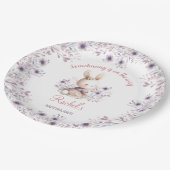 Niedliche Lila Rosa Bläserspülung Babydusche Pappteller (Schrägansicht)