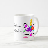 Niedliche Lila Rosa Einhorn Rote Blume Personalisi Kaffeetasse (VorderseiteRechts)