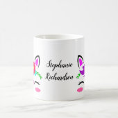 Niedliche Lila Rosa Einhorn Rote Blume Personalisi Kaffeetasse (Mittel)