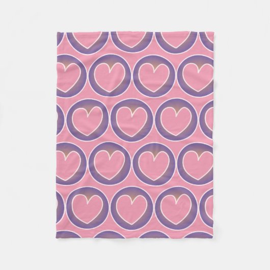 Niedliche lila rosa Herz-Muster-Fleece-Decke Fleecedecke (Vorderseite)